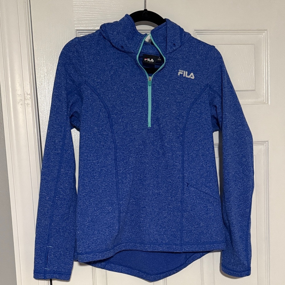 Fila Royal Blue Hooded Half-Zip Pullover with Mint Zip